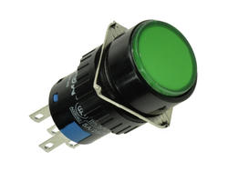 Przełącznik; przyciskowy; LAS1-AY-11Z/G/12V; ON-ON; zielony; podświetlenie LED 12V; zielony; do lutowania; 2 pozycje; 5A; 250V AC; 16mm; 30mm; Onpow