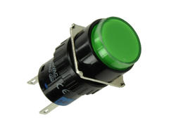 Przełącznik; przyciskowy; LAS1-AY-11/G/24V; ON-(ON); zielony; podświetlenie LED 24V; zielony; do lutowania; 2 pozycje; 5A; 250V AC; 16mm; 30mm; Onpow