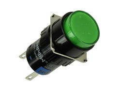 Przełącznik; przyciskowy; LAS1-AY-11Z/G/24V; ON-ON; zielony; podświetlenie LED 24V; zielony; do lutowania; 2 pozycje; 5A; 250V AC; 16mm; 30mm; Onpow