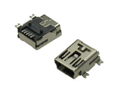 Socket; miniUSB B; 229-5FB; USB 2.0; black; surface mount; horizontal; angled 90°; phosphor brozne; RoHS