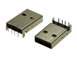 Plug; USB A; 180A-B; USB 2.0; black; through hole; horizontal; angled 90°; phosphor brozne; RoHS