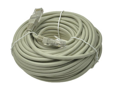 Cable; patchcord; UTP kat.5e; 2x RJ45 plugs; 15m; gray; 4x2 cores 0,50mm; PVC; round; stranded; Cu; RoHS