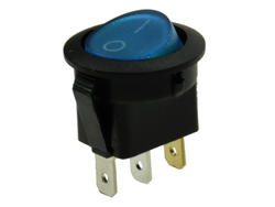 Switch; rocker; okrągły 12V BL0I; ON-OFF; 1 way; blue; LED 12V backlight; blue; bistable; 4,8x0,8mm connectors; 20mm; 2 positions; 20A; 12V DC