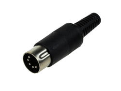 Plug; DIN; DC-002; 5 ways; 180°; straight; for cable; black; solder