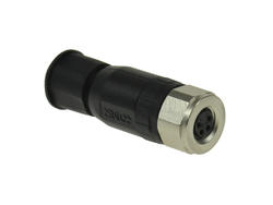 Socket; 42-00012; M8-4p; 4 ways; straight; screw; 0,5mm2; 4-5,5mm; for cable; black; IP67; 3A; 30V; Conec; RoHS