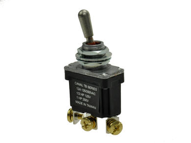 Switch; toggle; TB2-B43; 2*1; ON-ON; 1 way; 2 positions; bistable; na panel; screw; 12A; 250V AC; black; 35mm; Canal; RoHS