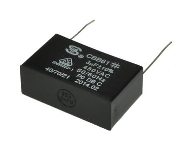 Kondensator; silnikowy; 3uF; 450V AC; CBB61 3uF/450V10%; 17x28x48mm; przewlekany (THT); S-cap; RoHS
