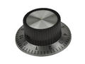 Knob; dial 3019C; 6,35mm; black; gray; fi 37/24mm; 15mm; plastic; with range/scale; screw fastening; Omter