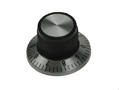 Knob; dial 3017C; 6,35mm; black; gray; fi 23,5/15mm; 14,5mm; plastic; with range/scale; screw fastening; Omter