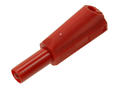 Banana plug; 4mm; 25.501.1; red; safe; 50mm; pluggable (4mm banana socket); solder; 32A; 600V; nickel plated brass; PA; Amass; RoHS; 1.102.R