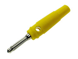 Banana plug; 4mm; 25.413.3; yellow; 61mm; pluggable (4mm banana socket); screwed; 32A; 60V; nickel plated brass; PVC; Amass; RoHS; 1.128