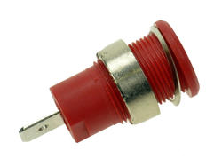 Banana socket; 4mm; 24.302.1; red; safe; 6,3mm connector; 32mm; 32A; 1000V; nickel plated brass; PA; Amass; RoHS; 2.203