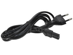 Cable; power supply; KZWP; IEC C7 socket; CEE 7/16 flat plug; 1,5÷2m; black; 2 cores; 0,75mm2; 2,5A; PVC; flat; stranded; Cu