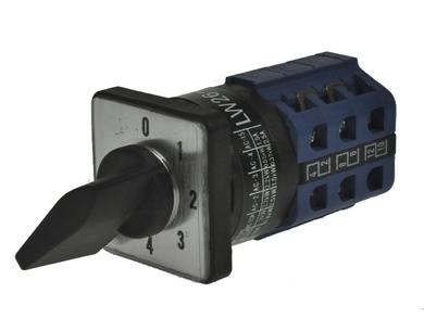 Switch; cam; rotary; LW26-10-M0-F/1P 0-5; 6 positions; OFF-5xON; 45°; bistable; panel mounting; 1 way; 3 layers; screw; 10A; 440V AC; black; 8mm; 30x30mm; 46mm; Howo