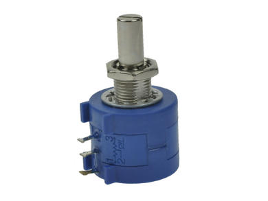 Potentiometer; shaft; multi turns; 3590s-2; 10kohm; linear; 5%; 2W; axis diam.6,00mm; 20mm; metal; smooth; 10; wire-wound; solder; Omter
