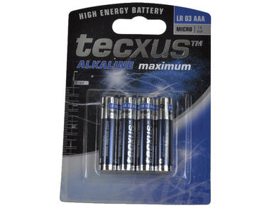 Battery; alkaline; LR03 AAA; 1,5V; blister; fi 10,3x44,5mm; TECXUS; R3 AAA