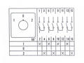 Przełącznik; krzywkowy; obrotowy; LW26-10-M0-F/4P 102; 3 pozycje; ON-OFF-ON; 60°; bistabilny; na panel; 4 tory; 4 warstwy; śrubowe; 10A; 440V AC; czarny; 8mm; 30x30mm; 54mm; Howo; RoHS