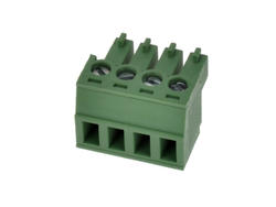 Terminal block; EDK-3.81-04P-4S; 4 ways; R=3,81mm; 15,6mm; 8A; 300V; for cable; angled 90°; square hole; slot screw; screw; vertical; 1,0mm2; green; KLS; RoHS; AK1550