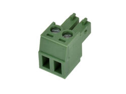 Terminal block; EDK-3.81-02P-4S; 2 ways; R=3,81mm; 15,6mm; 8A; 300V; for cable; angled 90°; square hole; slot screw; screw; vertical; 1,0mm2; green; KLS; RoHS; AK1550
