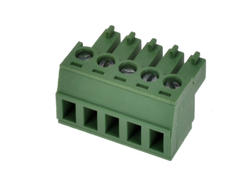 Terminal block; EDK-3.81-05P-4S; 5 ways; R=3,81mm; 15,6mm; 8A; 300V; for cable; angled 90°; square hole; slot screw; screw; vertical; 1,0mm2; green; KLS; RoHS; AK1550