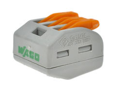 Connector; instalation; 222-413; 3 ways; 16,5mm; 24A; 450V; for cable; jumper; spring; 0,2÷4mm2; orange; grey; Wago; RoHS