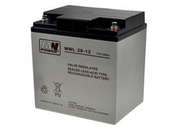 Rechargeable battery; lead-acid; maintenance-free; MWL 28-12; 12V; 28Ah; 166x125x175(182)mm; screw M5; MW POWER; 9kg; 10÷12 years
