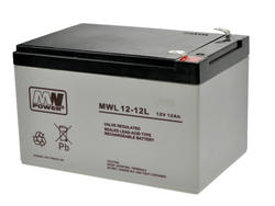 Rechargeable battery; lead-acid; maintenance-free; MWL 12-12L; 12V; 12Ah; 151x98x94(100)mm; connector 6,3 mm; MW POWER; 3,6kg; 10÷12 years