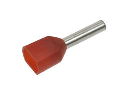 Cord end terminal; 10mm; double ferrule; insulated; KRID100R10; red; straight; for cable; 1,0mm2; crimped; 1 way