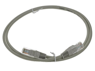 Cable; patchcord; U/UTP; CAT 5e; 1m; gray; RJ4510Go; stranded; Cu; round; PVC; 2x RJ45 plugs; RoHS