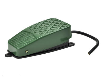 Switch; foot type; AFS01-1A/G (FS-2); ON-(ON); momentary; with cable; 1 way; 2 positions; without guard; 10A; 250V AC; IP54; Aiks; RoHS; green & black; green