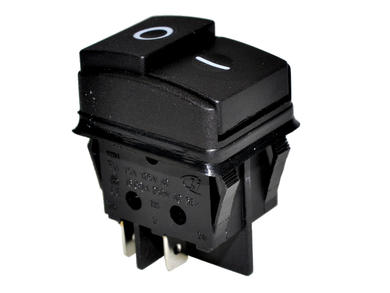 Switch; push button; ASB18-21-1AA; ON-OFF; black; no backlight; 6,3x0,8mm connectors; 2 positions; 6A; 250V AC; 22x30mm; 35mm; Aiks