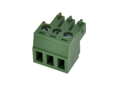 Terminal block; EDK-3.81-03P-4S; 3 ways; R=3,81mm; 15,6mm; 8A; 300V; for cable; angled 90°; square hole; slot screw; screw; vertical; 1,0mm2; green; KLS; RoHS; AK1550