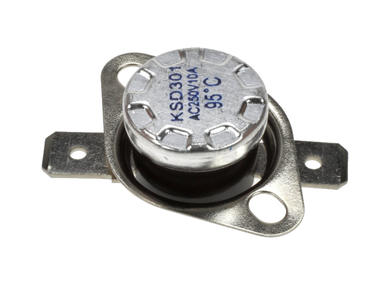 Thermostat; bimetallic; KSD301A-A324h; NC; 95°C; 10A; 250V AC; Metal diameter 16x20mm with moving bracket; 6,3mm horizontal connectors; bakelite; Bochen