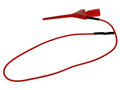 Test clip; 20.132.1; pincer type; 2mm; red; 51mm; with cable for 0,6mm pin; 2A; 60V; gold plated brass; PA; Amass; RoHS; 4.201.B