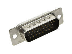 Plug; D-Sub; Canon 26p; 26 ways; for cable; solder; straight; 3 rows; black; plastic; gold plated; screwed; Connfly; RoHS