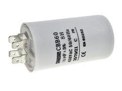 Kondensator; silnikowy (rozruchowy); CBB60A-16/450; 16uF; 450V AC; fi 40x70mm; konektory 6,3mm; SR Passives; RoHS