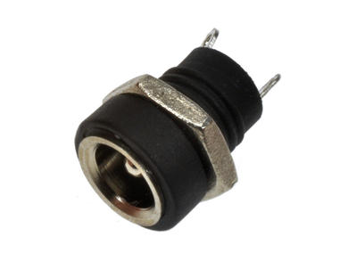 Socket; 2,5mm; DC power; 5,5mm; DC-2,5; straight; for panel; solder; plastic; RoHS
