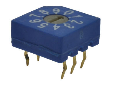 Encoding switch; rotary; DEC/BCD; RS31000; 10 positions; through hole; without knob; 25mA; 24V DC; white; blue; KLS; RoHS