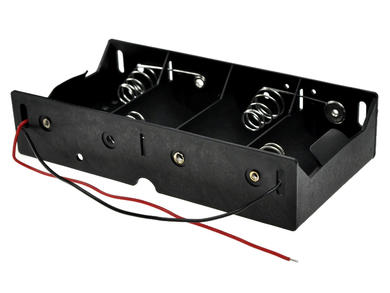 Battery holder; BC301; 4xR20(D); with cable; container; black; R20 D