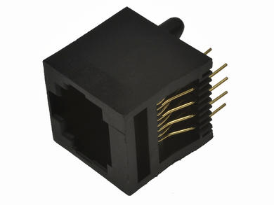 Socket; RJ45 8p8c; RJ005 0 88 16C R; through hole; vertical; black; gold plated; latch; RoHS