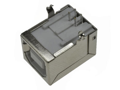 Socket; USB B; DS1099-WN0; USB 2.0; white; through hole; angled 90°; nickel; Connfly; RoHS
