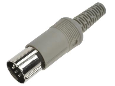 Plug; DIN; MAS50S; 5 ways; 180°; straight; for cable; grey; solder; IP30; Hirschmann; RoHS