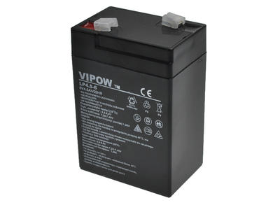 Rechargeable battery; lead-acid; maintenance-free; LP4.5-6; 6V; 4,5Ah; 70x48x100(106)mm; connector 4,8 mm; VIPOW; 0,8kg