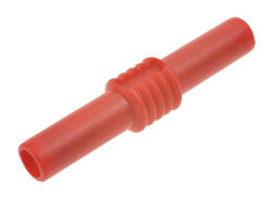 Connecting plug; Amass; 26.410.1; (F/F) 2x banana socket 4mm; red; 42mm; 19A; 60V; nickel plated brass; PVC; RoHS; 6.202