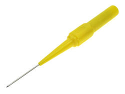 Test probe; 20.161.3; yellow; 0,7mm; pluggable (4mm banana socket); 1A; 30V; 73m; stainless steel; PA; Amass; RoHS