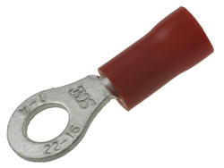 Cord end terminal; M4; ring; insulated; KOIM4R; red; straight; for cable; 0,5÷1,5mm2; tinned; crimped