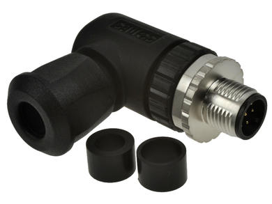 Plug; 43-00133; M12-8p; 8 ways; angled 90°; screw; 0,5mm2; 4-8mm; for cable; black; IP67; 2A; 30V; Conec; RoHS