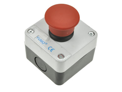 Switch; safety; push button; LAY5-B164; ON-(OFF); mushroom; 1 way; red; no backlight; momentary; screw; 5A; 250V AC; Yumo