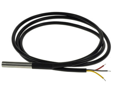 Sensor; temperature; TS-DS18B20-1a; with housing; cylindrical metal; DS18B20; with 1m cable; fi 6x50mm; 3÷5,5V; DC; -20÷80°C; 1%