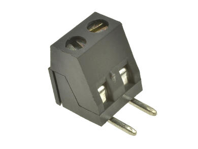 Terminal block; AK376; AK376; 2 ways; R=5,00mm; 10mm; 8A; 250V; through hole; angled 90°; square hole; lift type; slot screw; screw; vertical; 1,5mm2; grey